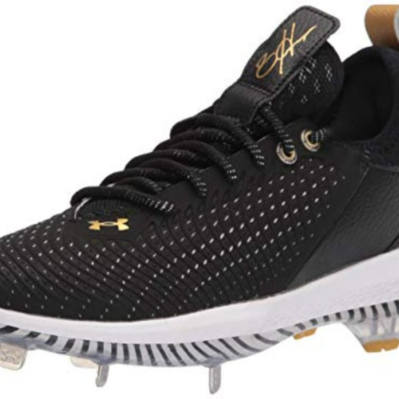 Under Armour Men\'s Harper 5 Low St Baseball Shoe, Black-Black-Metallic Gold main image 6